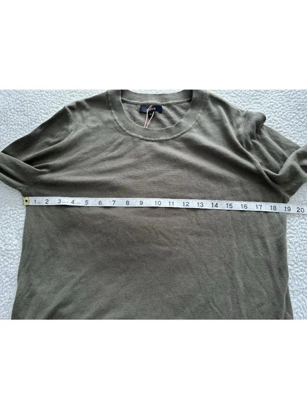 Quince Lightweight Cotton Cashmere Crew Neck Long Sleeve Sweater Olive Size M - Image 15
