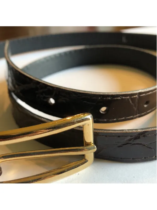 Vintage Dark Brown Faux Leather Belt Size Large - Image 5