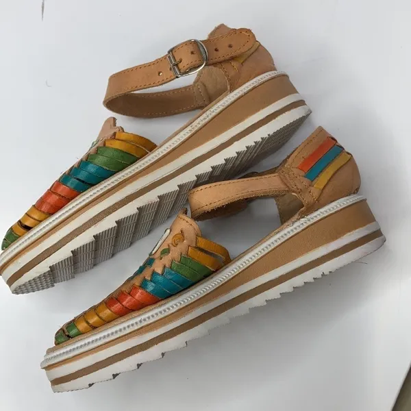 Raguer multi colored platform‎ Huraches size 6 Tan - Image 8