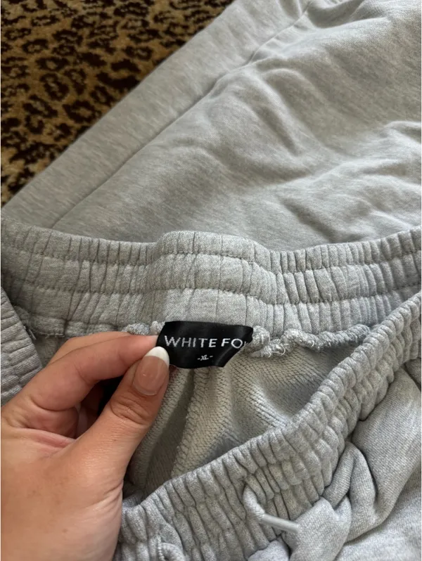 White Fox Grey Wide Leg Sweatpants - Image 3