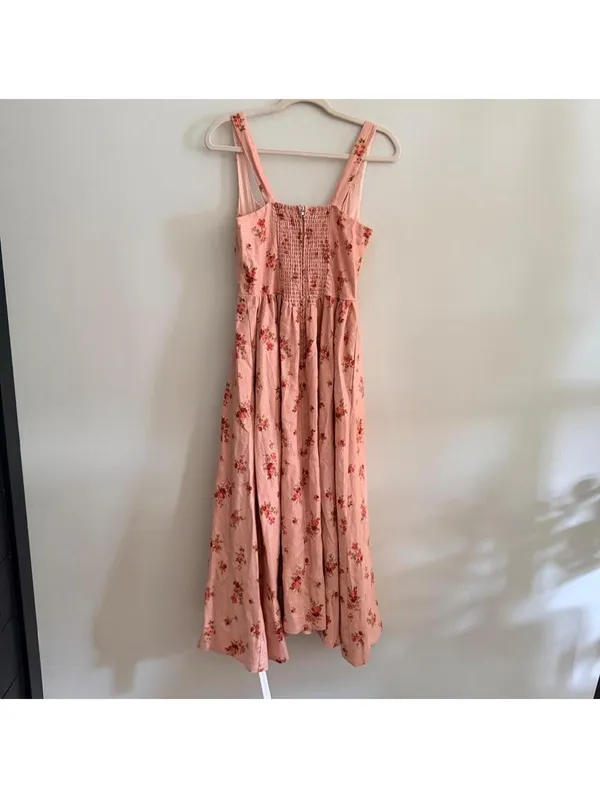 Reformation Bailia Linen Dress in Tea Time Pink - Image 7