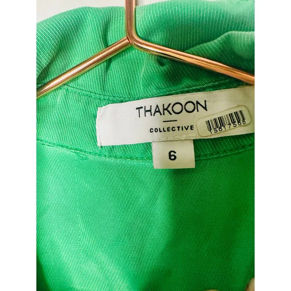 THAKOON COLLECTIVE Green Twill Short Sleeve Shirt Button Front Mini Dress Size 6 - Image 11