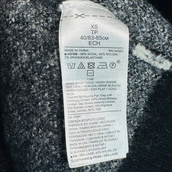 Banana Republic womens XS‎ black white plaid fuzzy wool blend crewneck pullover - Image 4