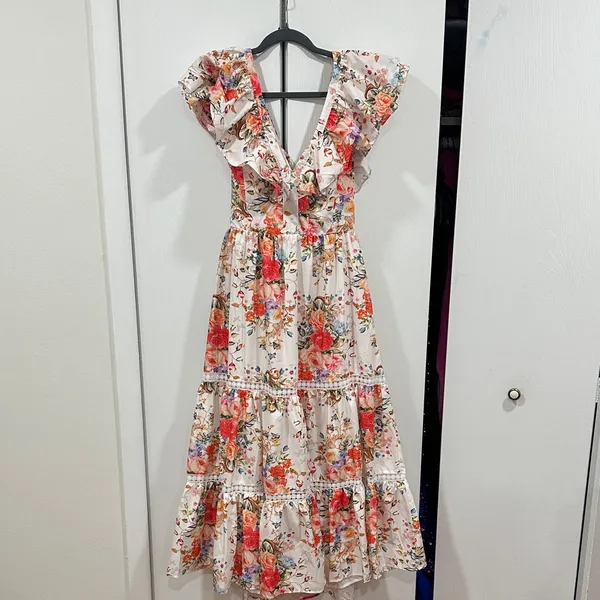Floral Ruffle Tiered maxi dress Pink Size L - Image 3