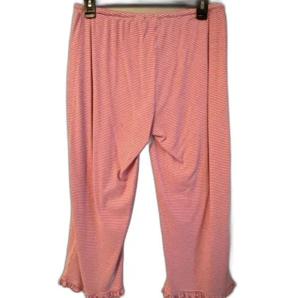 JK Intimates Pink White Striped Drawstring Capri Pajama Pants Women's Sz Small - Image 2