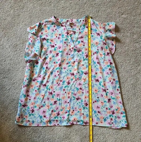 Elle Women's Size XXL Flutter Sleeve Top Floral V Neck Flowy Plus - Image 6