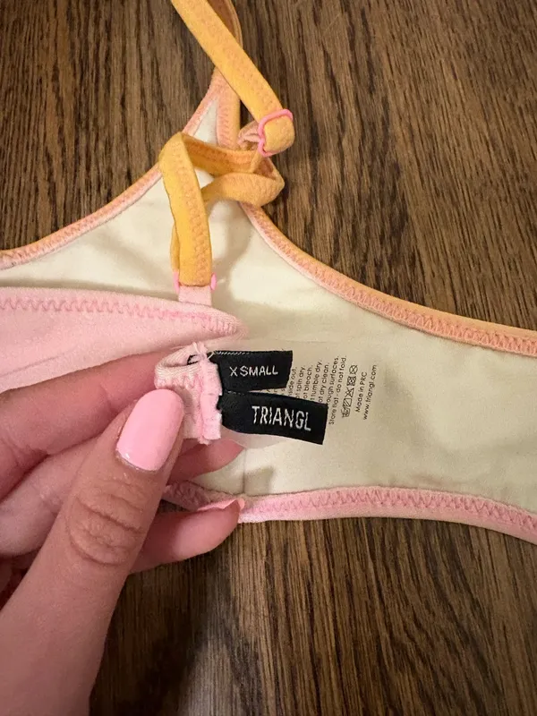 Triangl orange and pink bikini top - Image 3