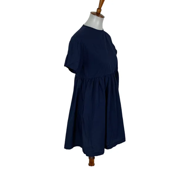 Hello Navy Fit And Flare Dress 6‎ Short Sleeve Back Zip Cottagecore Retro - Image 4