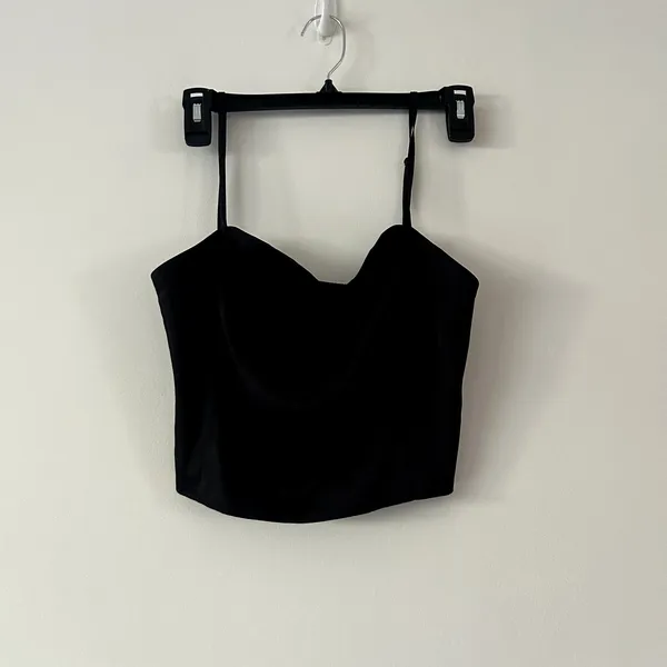 Sunday Best Aritzia Black Bisou Satin Tank Top Size M - Image 3