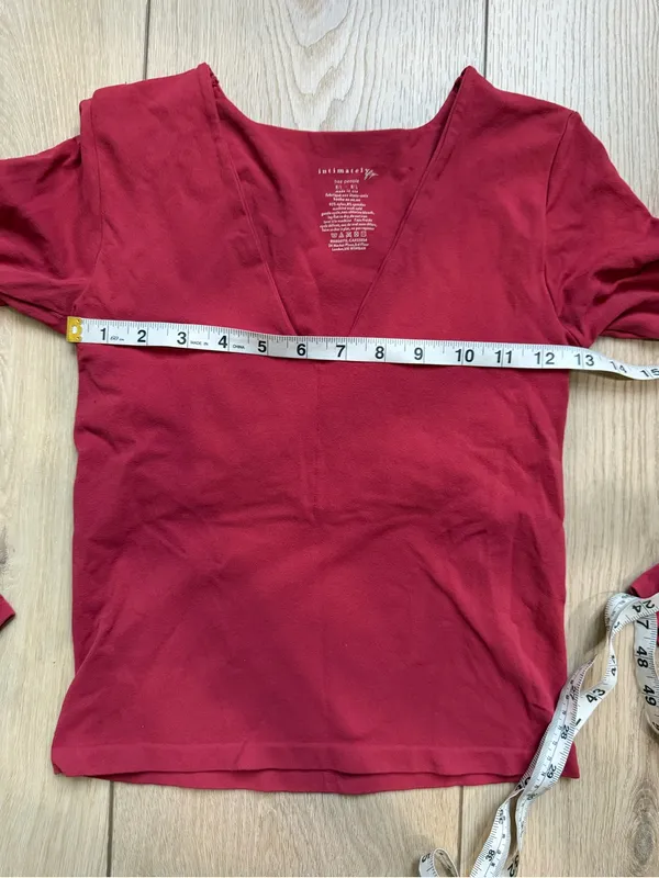 Free People Intimately Women's Long-Sleeve V-Neck Top Burgundy Red Size M / L - Image 5