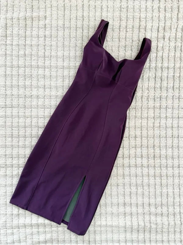 Popilush Shapewear Bodycon Sculpting Midi Dress side slit purple small - Image 2