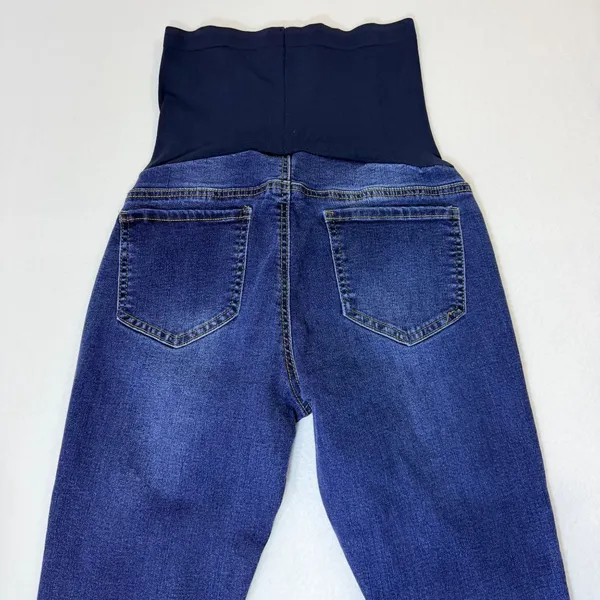 Haute Mama Maternity Skinny Jeans Womens Size S Blue Stretch Distressed Denim - Image 6