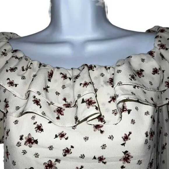 SABO SKIRT Gorgeous Cream Floral Off-Shoulder L/S Lexi‎ Top NWT Size Small - Image 4