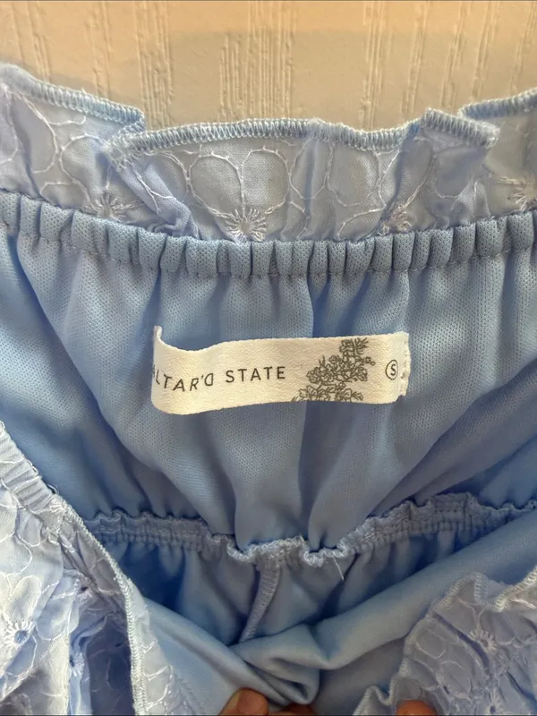 Altar'd State Light Blue Eyelet Puff Sleeve Dress - Image 3
