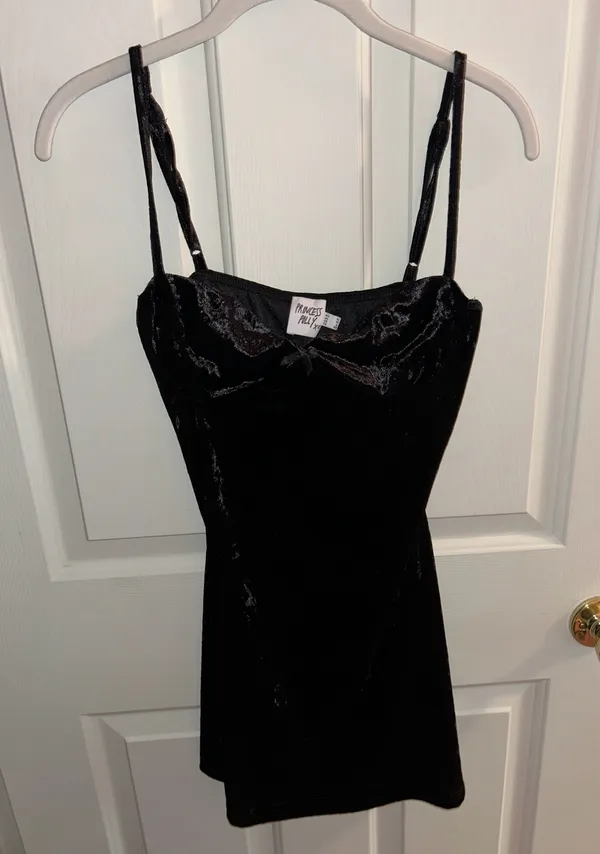 Princess Polly Black Velour Mini Dress - Image 3