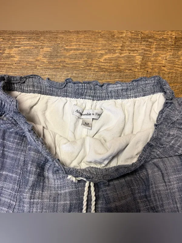 Abercrombie & Fitch Mini Skirt Blue Chambray Womens Medium Lined Elastic Waist - Image 4
