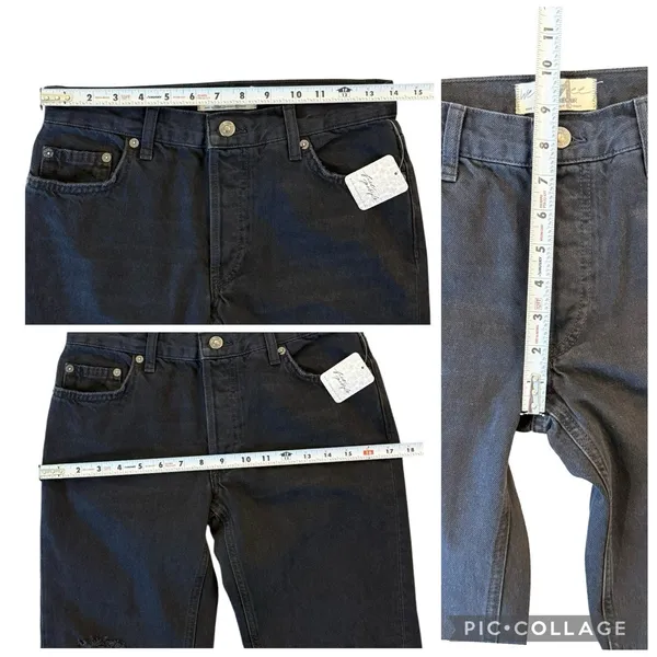 FREE PEOPLE Maggie Mid Rise Washed Black Distressed Jeans Raw Hem Size 24 NEW - Image 8