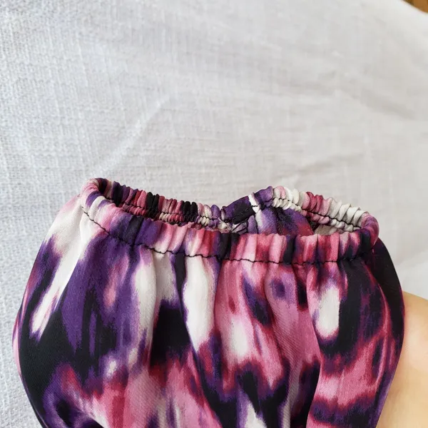Simply Vera Vera Wang Pink Purple Watercolor Split Neck Boho Blouse Top Size L - Image 6