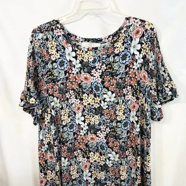 Loft Plus Size‎ 14 Dress Modest Cottagecore Ruffle Shift Smocked Feminine 1819 - Image 3