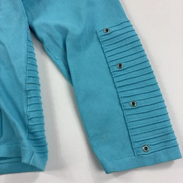 Jamie Sadock Jacket Womens Large Blue Full Zip Knit Golf Pockets Made In USA - Image 3