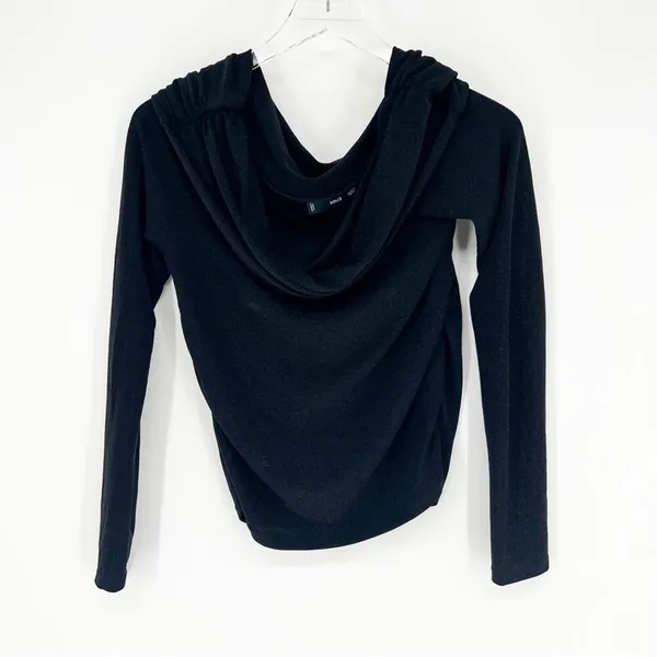 Mango Glitter Off Shoulder Long Sleeve Top Women's Size XL Black/SilverParty Y2K - Image 2