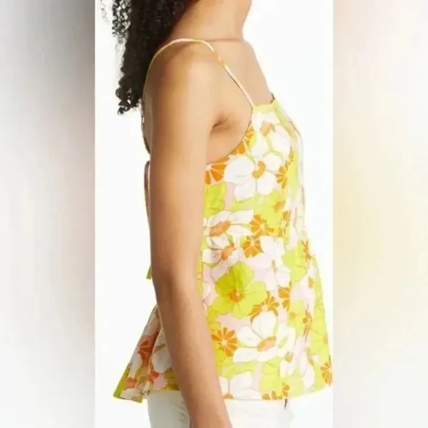 Sanctuary Linen Blend Floral Cami Top Large Multicolor Square Neck Cut Out NWT - Image 5