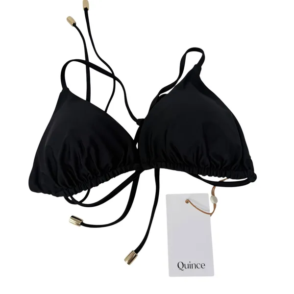 Quince Italian Triangle Bikini Top Black NEW Womens Small‎ - Image 2