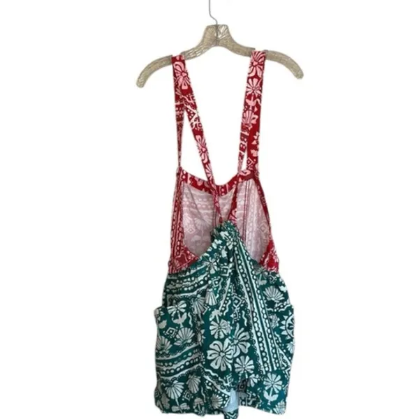 NEW Free People Women's Red Palm Bay Printed Shortalls Medium - Image 8