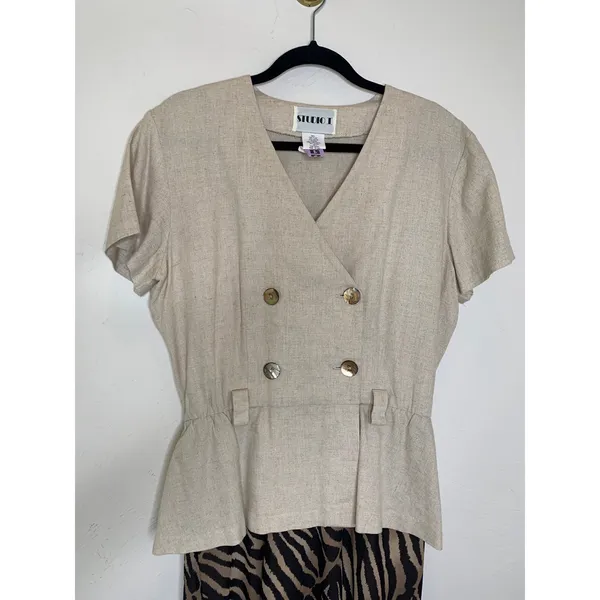 Studio I Mixed Print Safari Style Dress Zebra Print Skirt Sz Medium / Large - Image 7