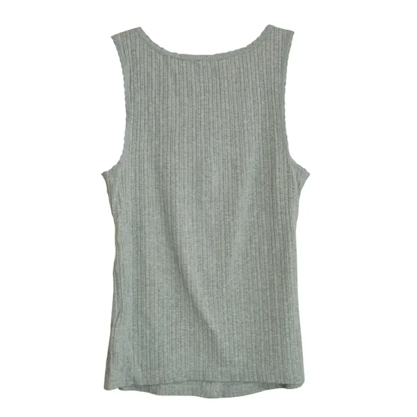 Aerie Size Medium Grey Ribbed Scoopneck Lace Trimmed Button Front Girly Layering - Image 5