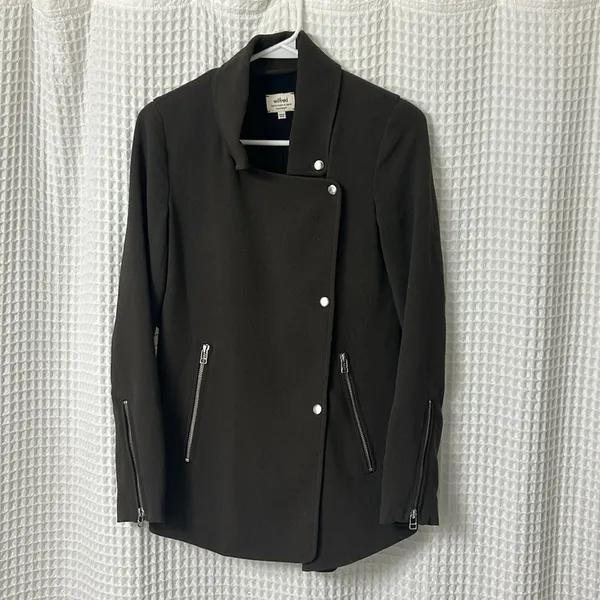 Aritzia Wilfred Mayet Crepe Jacket in Olive Green Size XXXS - Image 4