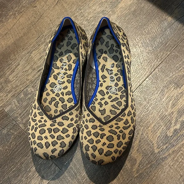 ROTHY'S Retired The Flat Cheetah Leopard US 8‎ Luxury Ballet Flats Red Stripe - Image 3