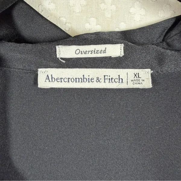 Abercrombie & Fitch Black Satin Long Sleeve‎ Button Down Top - Image 3