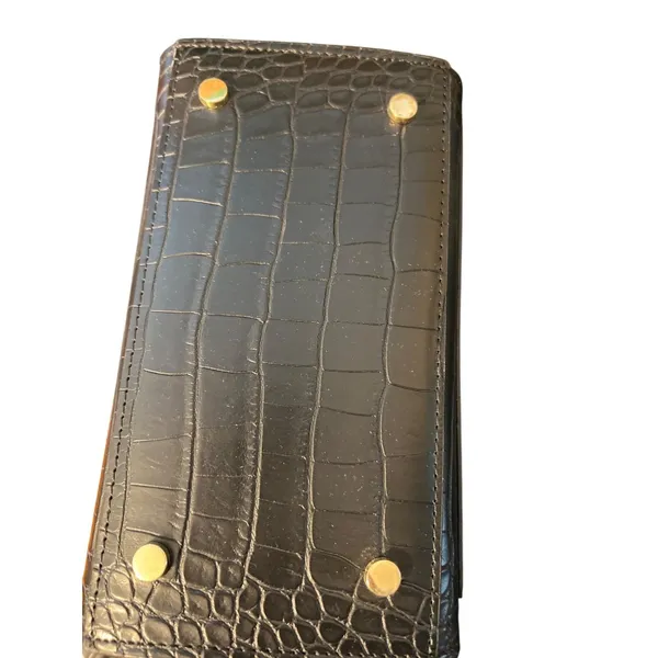 Modern Picnic Black Vegan Leather Lunch Bag Box Croc Embossed Crossbody NWOT - Image 4