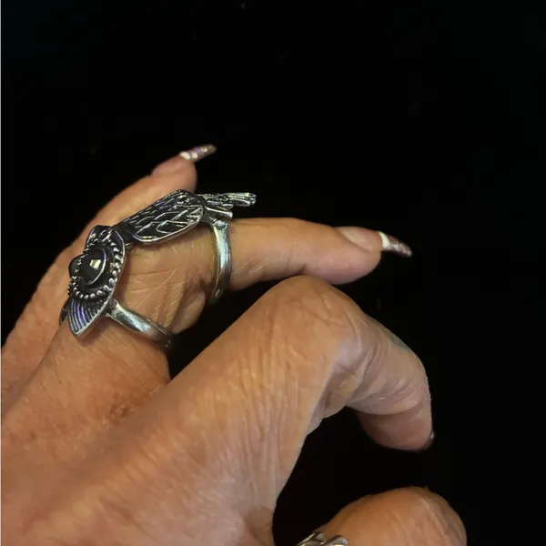 Silver Owl Statement Ring size 7 - Image 2