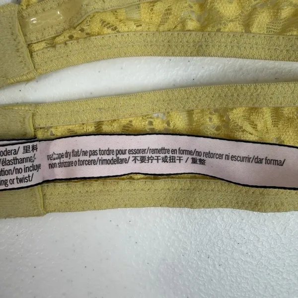 Victoria's‎ Secret S Small Bralette Bra Lace Strapless Unlined Wireless Yellow - Image 14