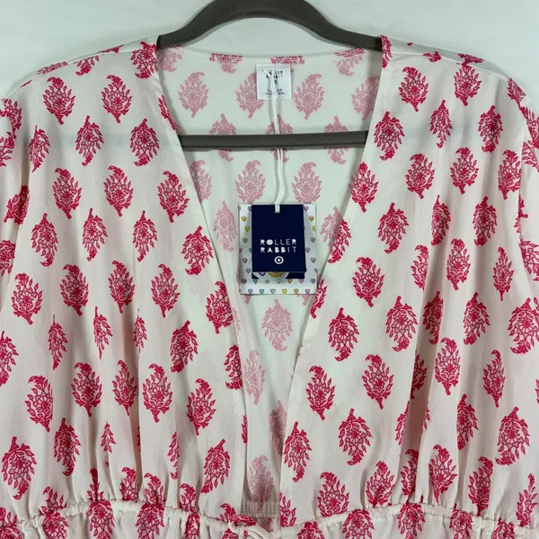 Roller Rabbit Target Pink White Block Print Swim Cover Up Dress Large New Tags - Image 4