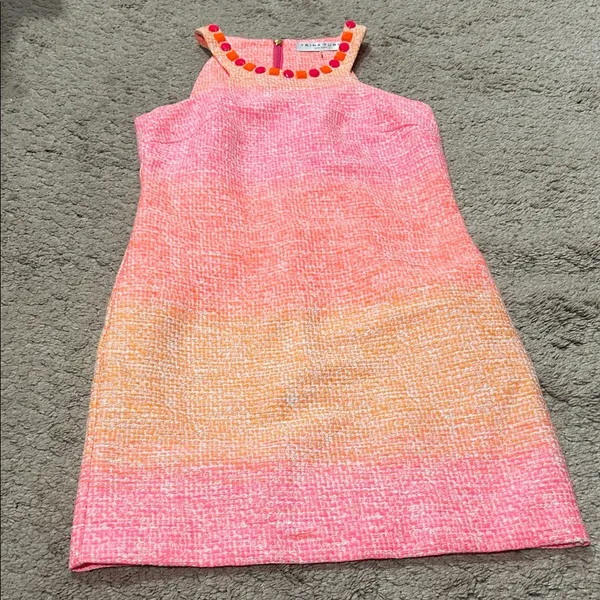 Trina Turk Aptos 2 Pink Orange Halter Shift Dress size 0 worn once - Image 2