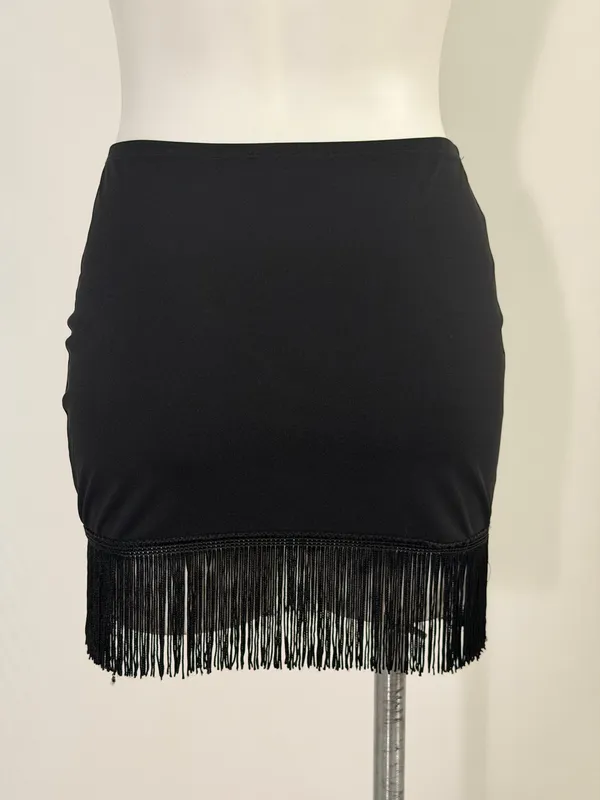 Black Fringe Hem Mini Skirt - Image 6