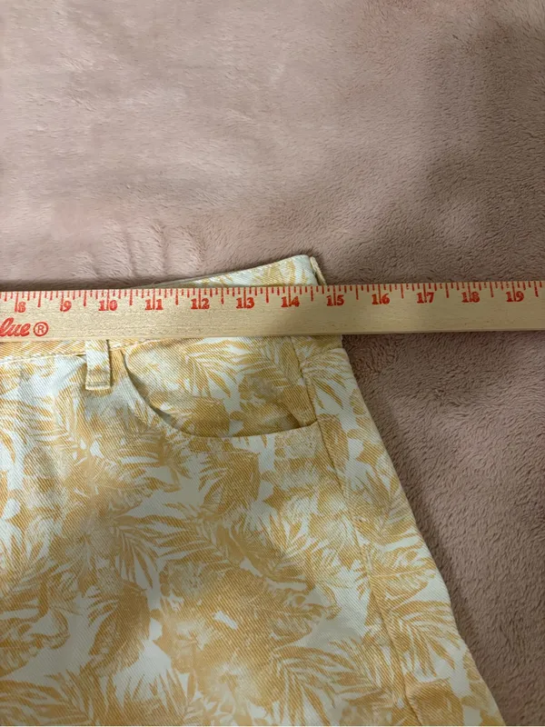 Polagram Tropical Print Wide Leg Pants Yellow White Large - Image 4