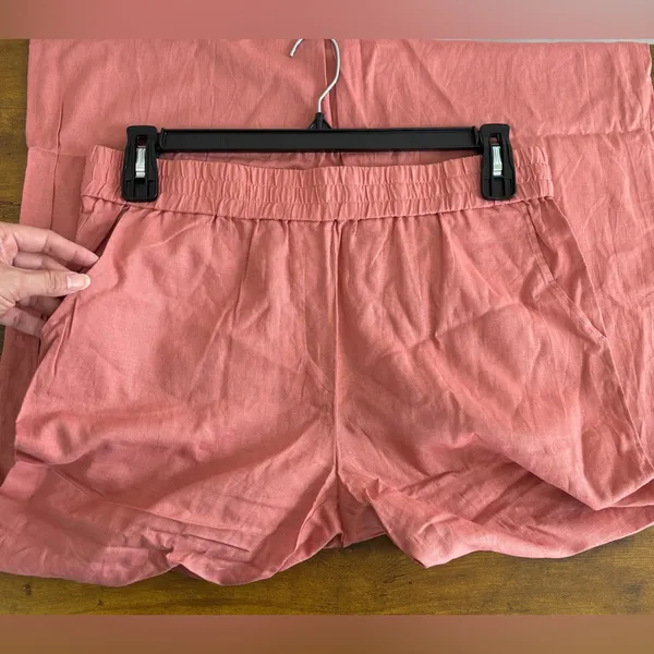 NWT Andie Coral Wide-Leg Pants Linen Blend Size L High-Waisted Elastic Waist - Image 3