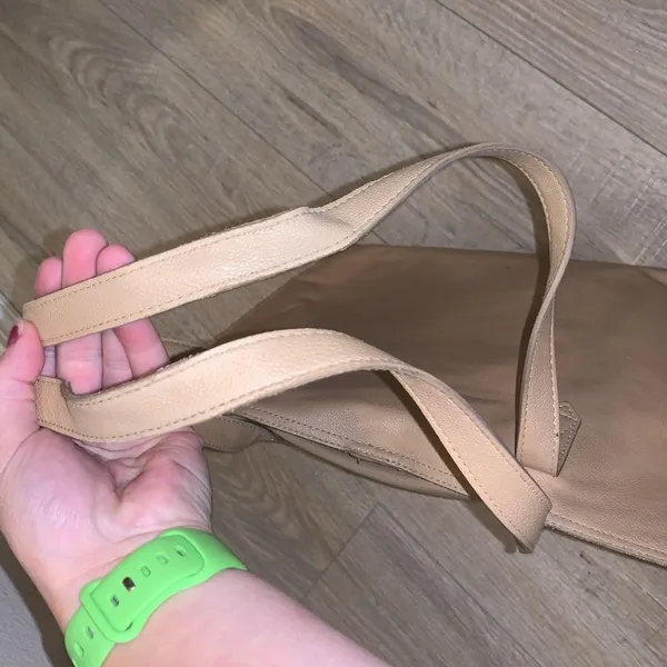 Old Navy Beige Faux Leather Tote Bag - Image 5