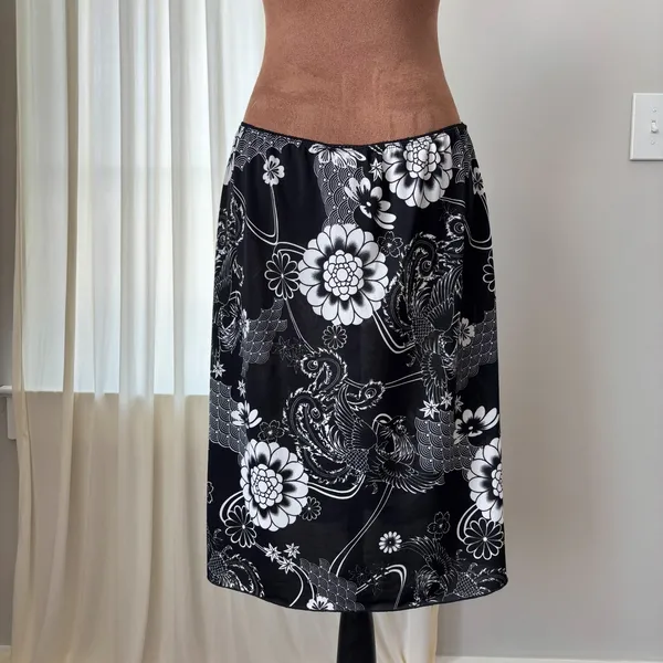 90s Vintage Rag Midi Skirt XL Floral Grunge Fairy Whimsigoth Y2K Ren Faire Beach - Image 2