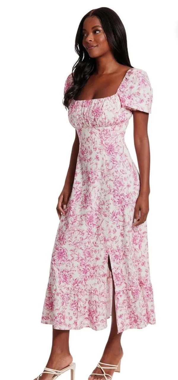 London Times Floral Pink Midi Dress - Image 2