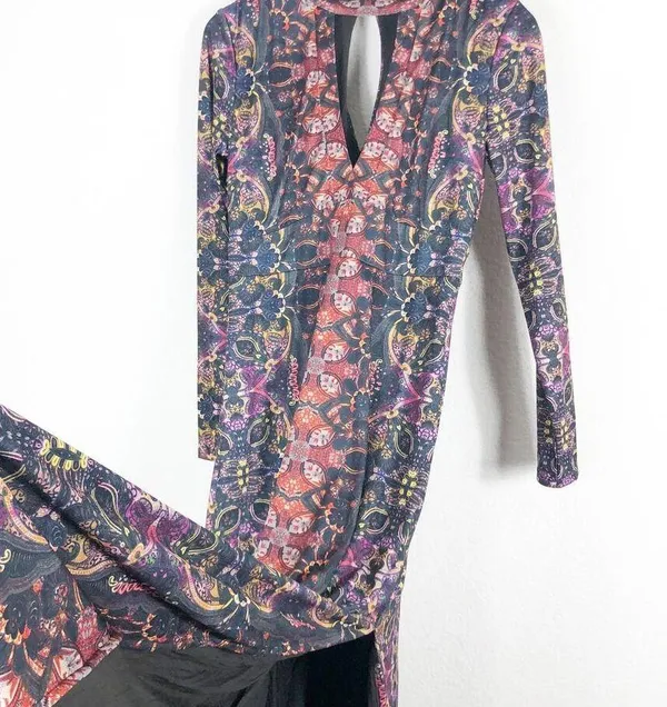 Free People Cabaret Long Sleeve Maxi Dress Medium Sunrise Combo Stretch - Image 11