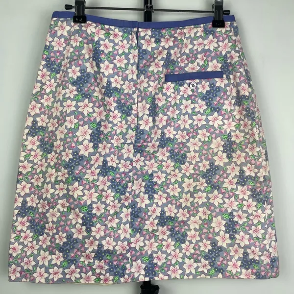 Vintage Lilly Pulitzer Blue Pink‎ Ditsy Flower 100% Cotton Mini Skirt - Image 3