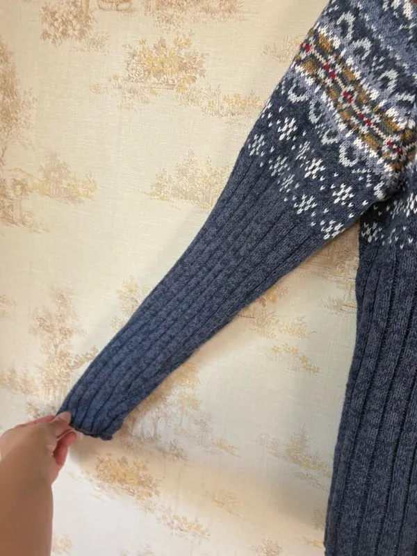 Vintage Y2K Tiara International Nordic Fair Isle Zip Up Cardigan Sweater M - Image 5