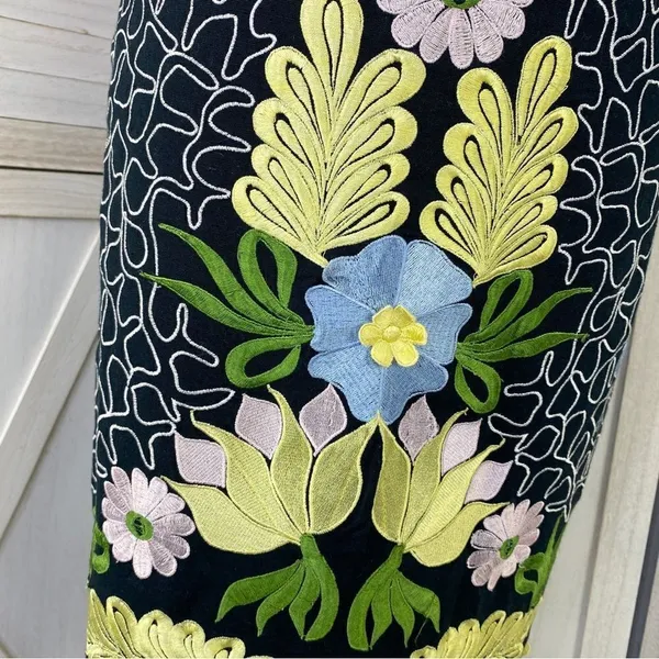 Anthropologie Snak Embroidered Floral‎ A Line Skirt Blue Multi 4 Cottagecore - Image 5