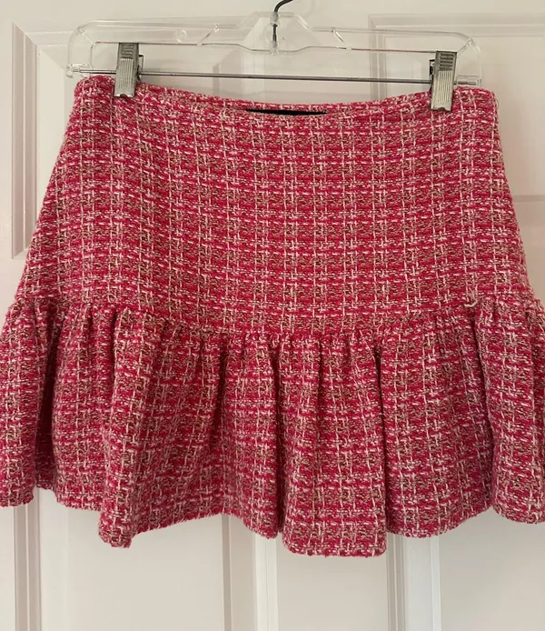 ZARA Pink Tweed Mini Skirt Textured Skort - Image 2