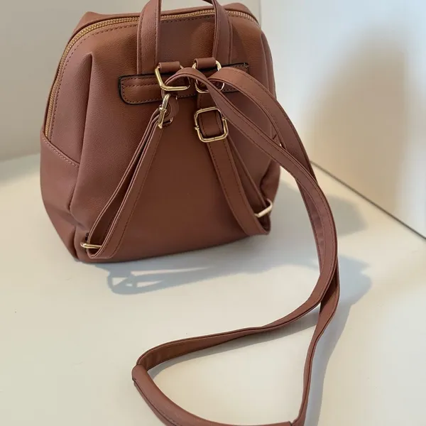 Quilted Pink Gold Mini Backpack Convertible Crossbody Straps Pockets Y2K - Image 2